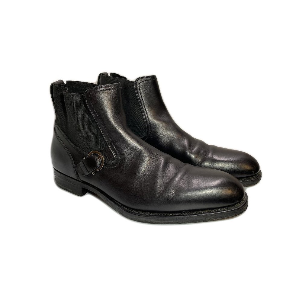 100% Authentic Salvatore Ferragamo Men's Black Leather Chelsea Boots US8